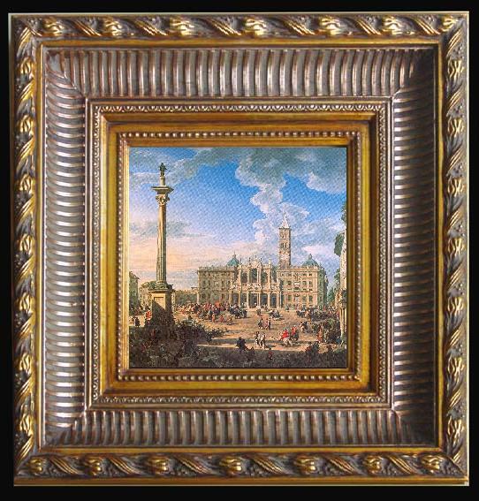framed  Panini, Giovanni Paolo The Plaza and Church of St. Maria Maggiore, Ta024-3